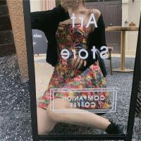 述雅裙子女2020新款可盐可甜泫雅风吊带裙两件套碎花小个子短款连衣裙