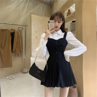 述雅胖妹妹显瘦套装春季女装2021年新款大码减龄黑色吊带裙洋气两件套