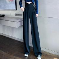 述雅大码女裤西装裤女2021春秋新款女胖MM百搭高腰显瘦阔腿裤拖地长裤