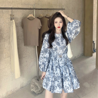 述雅连衣裙女大码收腰显瘦碎花短裙2021新款胖mm法式复古小众气质裙子