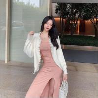 述雅2021新款温柔风洋气减龄性感套装大码女装胖MM修身显瘦心机吊带裙