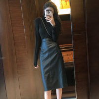述雅性感港风皮裙修身包臀半身裙女高腰显瘦百搭中长春装2021年新款女