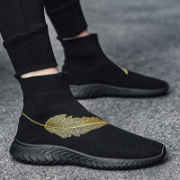 述雅男鞋春季2021新款透气夏季袜子鞋男高帮薄款休闲百搭袜鞋潮鞋