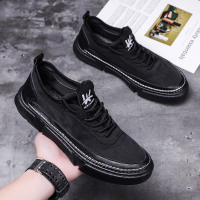 述雅春夏季男鞋2021年新款全黑色帆布休闲板鞋老北京布鞋透气潮鞋