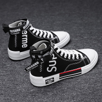 述雅高帮帆布鞋男学生嘻哈潮鞋2021新款韩版潮流百搭高邦休闲板鞋春季