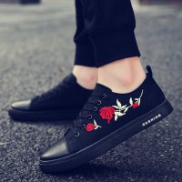 述雅精神小伙春季帆布鞋男韩版潮流百搭学生休闲板鞋潮鞋个性红色布鞋