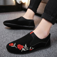 述雅夏季潮鞋男士帆布鞋休闲懒人一脚蹬亚麻男鞋子百搭鞋老北京布鞋子