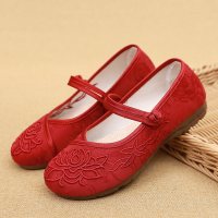 述雅老北京布鞋女鞋平底浅口汉服鞋复古风妈妈鞋中国风软底舒适绣花鞋