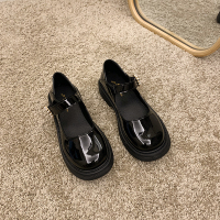 述雅单鞋女2021夏新款圆头浅口珍珠一字扣时尚百搭英伦风复古玛丽珍鞋