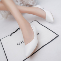 述雅3cm高跟鞋皮鞋女细跟尖头低跟黑色职业工作鞋小跟鞋矮跟瓢鞋上班