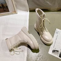 述雅马丁靴女厚底英伦风春秋百搭瘦瘦鞋薄款2021秋季新款单短靴ins潮