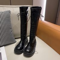 述雅白色长筒靴女ins潮2021年秋季新款百搭韩版显瘦不过膝松糕长靴子