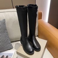 述雅白色长筒靴女英伦风ins潮2021秋季新款百搭韩版显瘦法式中跟长靴