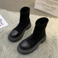 述雅新款长靴女2021年秋季网红火时尚百搭英伦风松糕厚底瘦瘦靴