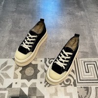 述雅休闲鞋女2021年秋冬新款豹纹松糕厚底网红述尚百搭ins加绒帆布鞋