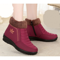 述雅2021冬季新款老北京布鞋女加厚保暖棉靴中老年妈妈鞋软底