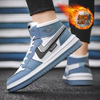 述雅男鞋2021新款冬季高帮板鞋青少年韩版潮流运动鞋加绒加厚保暖潮鞋
