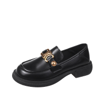 述雅2022年春季新款厚底学院风乐福鞋女英伦风小皮鞋粗跟软皮单鞋复古