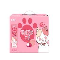 奶特牛奶饮品全脂调制乳萌桃荔枝味利乐钻243mlx12
