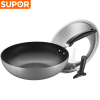 苏泊尔(SUPOR)炒锅不粘锅平底轻油烟炒菜锅电磁炉燃煤气通用不沾锅复底加厚炒锅 30cm EC30ZP02