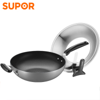 苏泊尔(SUPOR)炒锅不粘锅平底轻油烟炒菜锅电磁炉燃煤气通用不沾锅复底加厚炒锅 32cm EC32ZP02