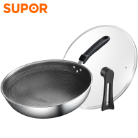 苏泊尔(SUPOR)304不锈钢蜂窝防粘锅不易粘炒菜锅煎锅燃气电磁炉通用32cm EC32JKC01