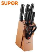 苏泊尔(SUPOR)刀具套装厨房不锈钢锋利菜刀切片刀砍骨刀果蔬刀水果刀多用剪刀 锋刃刀具七件套TK22005E