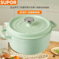 苏泊尔炖锅铸铁锅家用珐琅汤锅加厚炖盅砂锅生炖锅煲汤锅具电磁炉通用高颜值焖烧锅不粘锅煮锅 22cm ET22MF01-G