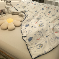 海底 ins北欧双层纱小清新小鱼单双人夏凉被夏季薄被子空调被