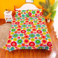 全棉老粗布床单单件三件套纯棉加厚款1.8双人床单榻榻米炕单|彩圈 床单+枕套一对:250*235cm