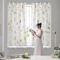 魔术贴窗帘成品自贴阳台纱帘遮光遮阳布出租房简易短款免打孔安装