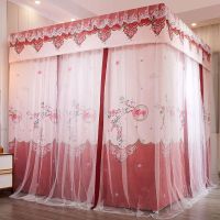 家用蚊帐床帘一体式公主风遮光床幔加密加厚宫廷式三开门
