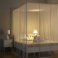 蚊帐1.8m床带支架1.5米老式方顶落地款公主风儿童1.2米床纹账家用