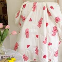 自制韩风可爱爱心兔子空调被午休被子软乎乎透气小毯子宿舍春秋被