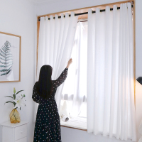 免打孔窗帘纱帘透光不透人飘窗白纱阳台纱隔断卧室半遮光窗纱白色