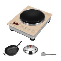 /凹面电磁炉家用大功率3500w猛火爆炒台式商用火锅炉|新款3500W金色+炒锅