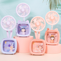 泡泡女孩安妮电视机学生卡通usb迷你便携式手持小电风扇桌面可爱