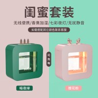 加湿器小型迷你ins风可充电静音喷雾家用无线香薰空气男生卧室小保湿|充电款特惠[闺蜜套][樱花粉+暗夜绿]其它颜色需备注