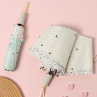 雨伞女简约素雅ins少女心花边黑胶晴雨两用伞女折叠清新遮阳伞