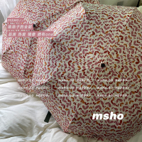 万众瞩目/奶昔粉三色堇 实木手柄黑胶雨伞晴雨两用遮阳防晒伞