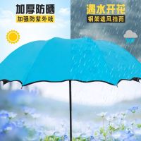 雨伞女晴雨两用遇水开花三折叠黑胶防晒防紫外线太阳伞定制