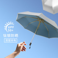 双层钛银专业太阳伞防晒防紫外线女折叠遮阳晴雨伞两用upf50+