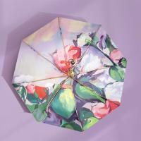 遮阳伞复古太阳伞女防晒伞防紫外线双层雨伞插画手绘风upf50