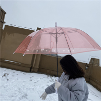 “糖果色的阴天”韩国半自动情侣森系直杆伞 拍照长柄彩透明雨伞