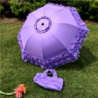 韩版蕾丝公主花边太阳伞女防晒防紫外线伞晴雨两用遮阳伞加厚黑胶