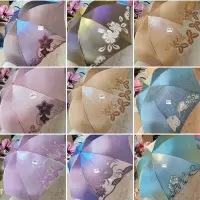 库存伞三折刺绣伞晴晴雨伞190克