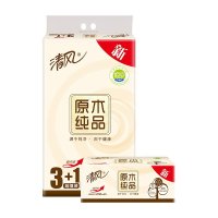 清风 抽纸 原木纯品2层150抽4包卫生纸巾 餐巾纸 面巾纸