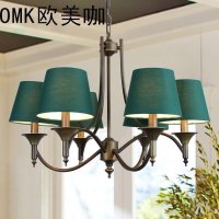 美式吊灯乡村铁艺地中海风格客厅灯餐厅卧室绿色创意田园简约灯具