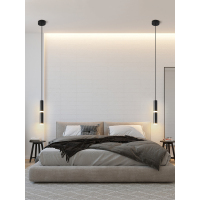 床头吊灯现代简约极简长线酒店客餐厅背景墙灯北欧卧室飘窗小吊灯