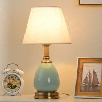 美式简约陶瓷台灯卧室床头灯浪漫温馨结婚个性创意客厅书房装饰